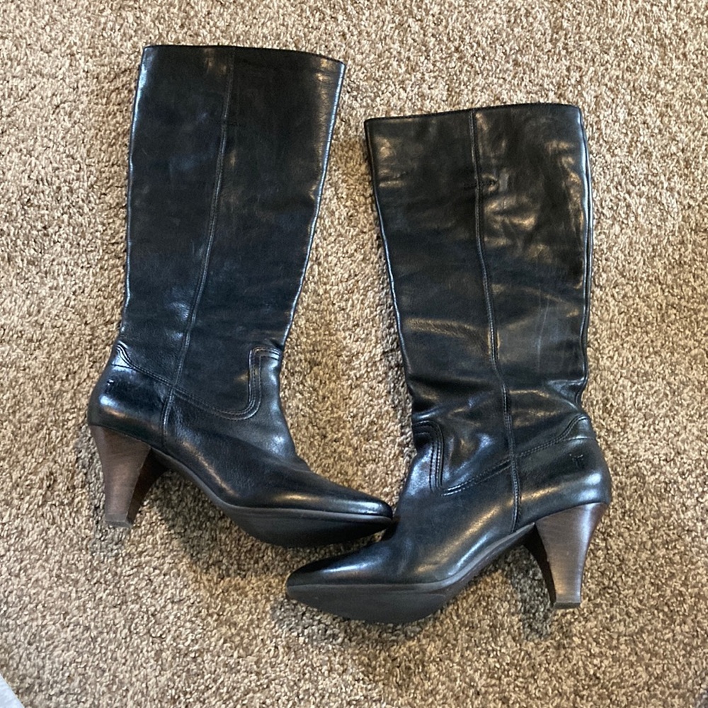 Black Leather Women’s Frye Heeled Boots
